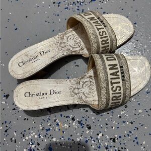 Christian Dior Dway Sandals - Cream and Gray